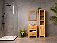Teak Badmöbel-Set 60 cm naturfarben mit Spiegel und Waschbecken