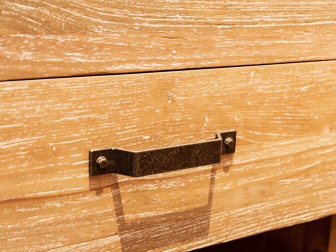 Teak Badmöbel-Set 60 cm naturfarben mit Spiegel und Waschbecken