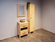 Teak Badmöbel-Set 60 cm White Wash mit Spiegel und Waschbecken