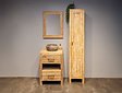 Teak Badmöbel-Set 60 cm White Wash mit Spiegel und Waschbecken