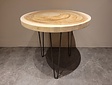 Runder Couchtisch mit Hairpins & Baumstamm-Tischplatte 80x75 cm