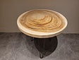 Runder Couchtisch mit Hairpins & Baumstamm-Tischplatte 80x75 cm