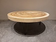 Runder Couchtisch mit Hairpins & Baumstamm-Tischplatte 80x31 cm