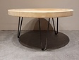 Runder Couchtisch mit Hairpins & Baumstamm-Tischplatte 80x41 cm