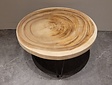 Runder Couchtisch mit Hairpins & Baumstamm-Tischplatte 80x41 cm