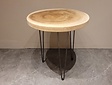Runder Couchtisch mit Hairpins & Baumstamm-Tischplatte 70x75 cm