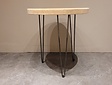 Runder Couchtisch mit Hairpins & Baumstamm-Tischplatte 70x75 cm