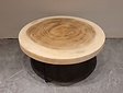 Runder Couchtisch mit Hairpins & Baumstamm-Tischplatte 70 x 31 cm
