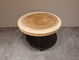 Runder Couchtisch mit Hairpins & Baumstamm-Tischplatte 70 x 41 cm