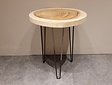 Runder Couchtisch mit Hairpins & Baumstamm-Tischplatte 60 x 74 cm