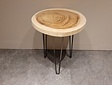 Runder Couchtisch mit Hairpins & Baumstamm-Tischplatte 60 x 74 cm