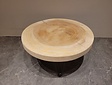 Runder Couchtisch mit Hairpins & Baumstamm-Tischplatte 60 x 41 cm