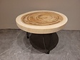 Runder Couchtisch mit Hairpins & Baumstamm-Tischplatte 60 x 41 cm
