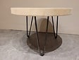 Runder Couchtisch mit Hairpins & Baumstamm-Tischplatte 60 x 41 cm