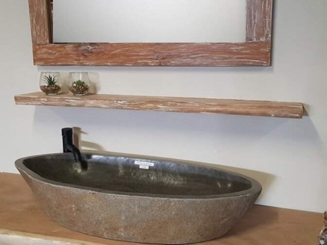 Bodenregal/Toilettenregal 110 x 15 x 3,5 cm Teakholz White Wash