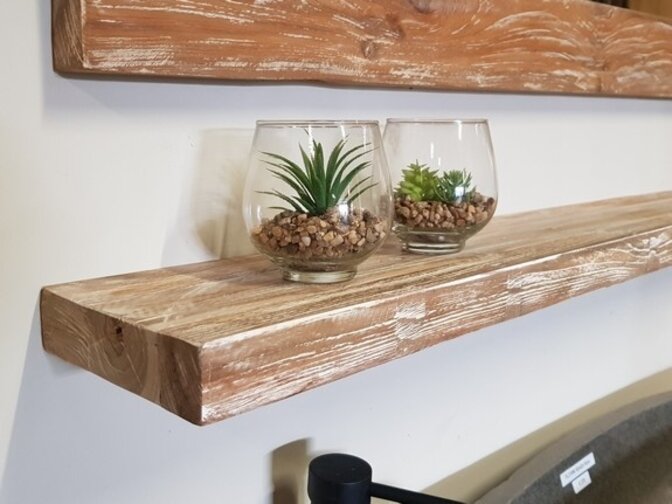Bodenregal/Toilettenregal 110 x 15 x 3,5 cm Teakholz White Wash