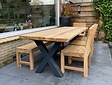 Tischplatte aus Teak-Baumstamm 95x240cm für den Außenbereich