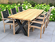 Tischplatte aus Teak-Baumstamm 95x240cm für den Außenbereich