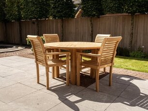 Teak-Gartenset Toscane 135 mit 4 stapelbaren Stühlen