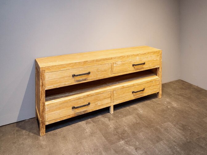 Teak-Badezimmerschrank 200x45x85 cm – White Wash