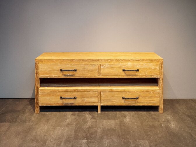 Teak-Badezimmerschrank 200x45x85 cm – White Wash
