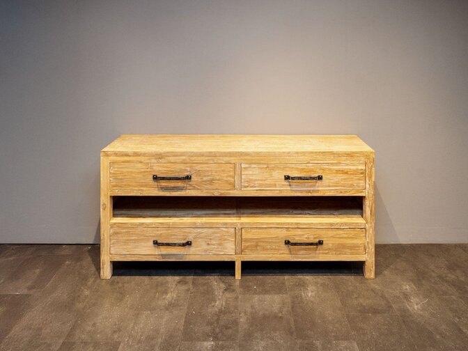 Teak-Badezimmerwaschtisch 180x45x85 cm - White Wash