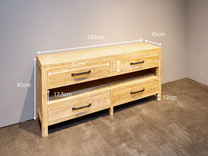Teak-Badezimmerwaschtisch 180x45x85 cm - White Wash