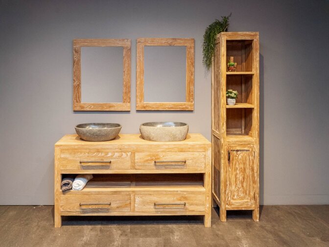 Badmöbel-Set inkl. Schrank White Wash & Waschbecken160 cm