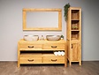 Badezimmermöbel-Set aus Holz 160 cm Natur inkl. Schrank Spiegel und Waschbecken