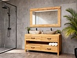 Badezimmermöbel-Set 160 cm naturfarben inkl. Spiegel und Waschbecken