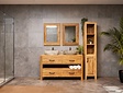 Badezimmermöbel-Set 140 cm Natural inkl. Schrank Spiegel und Waschbecken