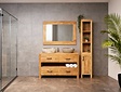 Badmöbel-Set 140 cm Natural inkl. Schrank Spiegel & Waschbecken