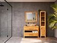 Badmöbel-Set 110 cm naturfarben mit Schrank Spiegel und ovalem Waschbecken