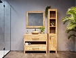 Badmöbel-Set aus Holz 110 cm With Wash mit Schrank Spiegel und Schüssel