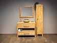 Badmöbel-Set aus Holz 110 cm With Wash mit Schrank Spiegel und Schüssel