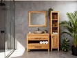 Badezimmermöbel-Set aus Teakholz 110 cm naturfarben mit Schrank Spiegel und Waschbecken