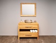 Teak-Badmöbel-Set 110 cm naturfarben inkl. Spiegel und Waschbecken