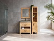 Badmöbel-Set 80 cm White Wash inkl. Schrank Spiegel und Waschbecken