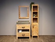 Badmöbel-Set 80 cm White Wash inkl. Schrank Spiegel und Waschbecken
