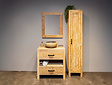 Badmöbel-Set 80 cm White Wash inkl. Schrank Spiegel und Waschbecken