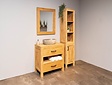 Badmöbel-Set 80 cm Natur inkl. Schrank Spiegel und Waschbecken