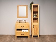Badmöbel-Set 80 cm Natur inkl. Schrank Spiegel und Waschbecken