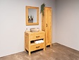 Badmöbel-Set 80 cm Natur inkl. Schrank Spiegel und Waschbecken