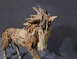 Große Pferd-Holzskulptur aus Treibholz 250 cm