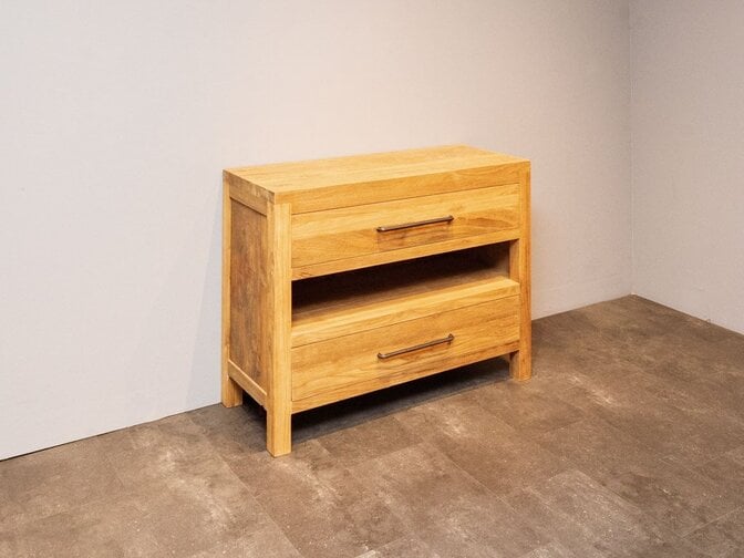 Badezimmerschrank aus Teakholz 110x45x85 cm – naturbelassen