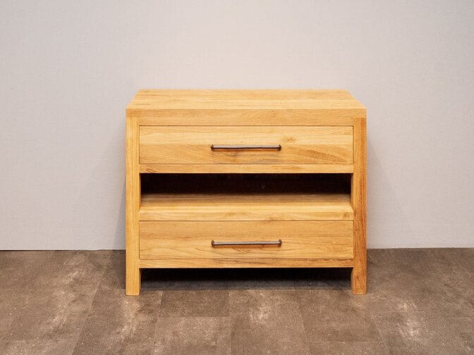 Badezimmerschrank aus Teakholz 110x45x85 cm – naturbelassen