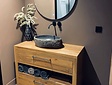 Badezimmerschrank aus Teakholz 110x45x85 cm – naturbelassen