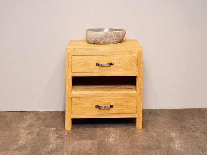 Badezimmerschrank aus Holz 80x45x85 cm – naturbelassen