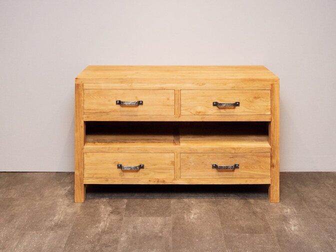 Badezimmerschrank aus Teakholz 140x45x85cm - Natur