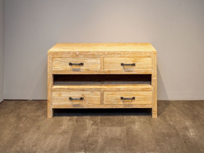 Waschtischschrank Teak 140 x 45 x 85 cm – White Wash